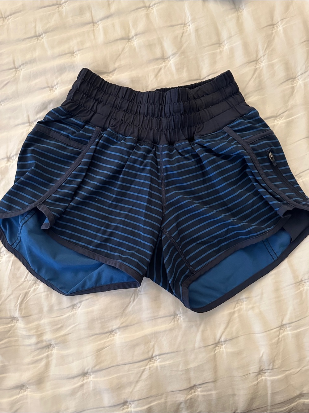 lululemon athletica Navy & Blue Striped Run Shorts